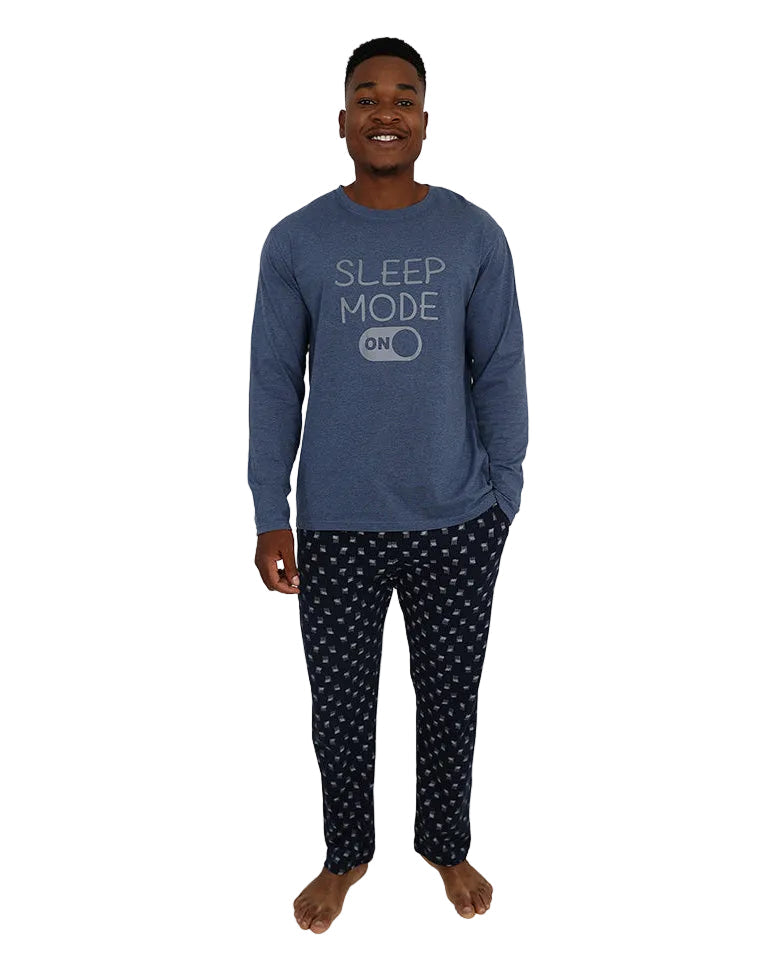 Long Sleeve Navy "Sleep Mode" Long Pyjama Set