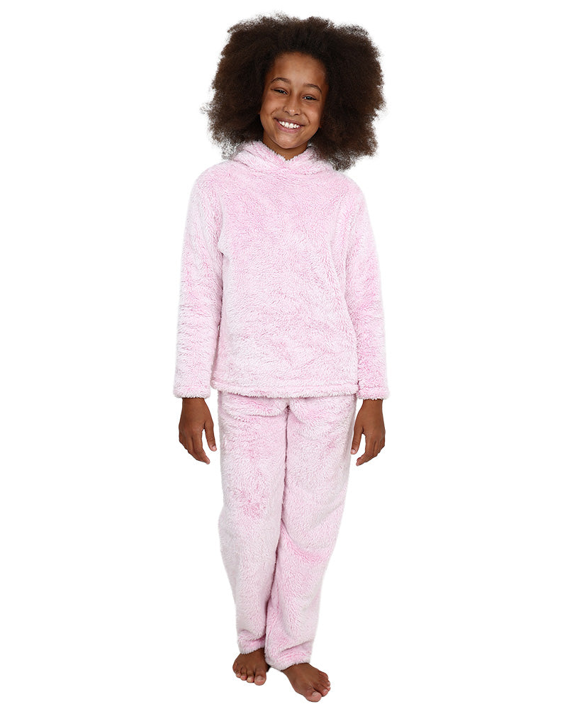 Long Sleeve Pink Coral Fleece Long Pyjama Set