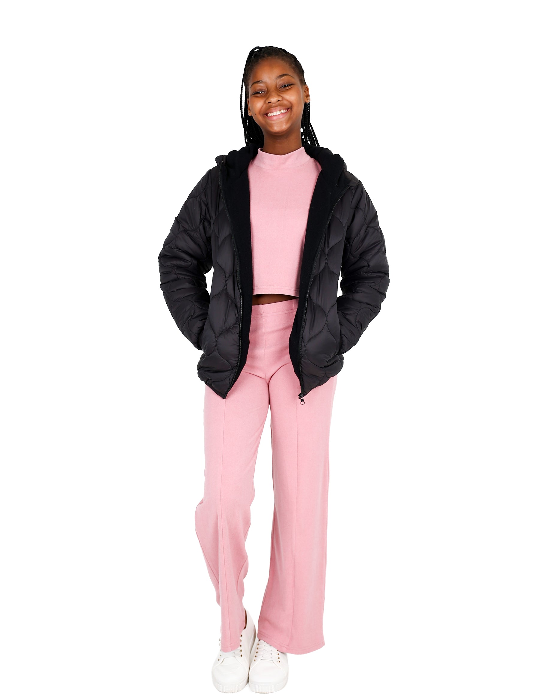 Black Quilted Hooded Zip Up Puffer Jacket
