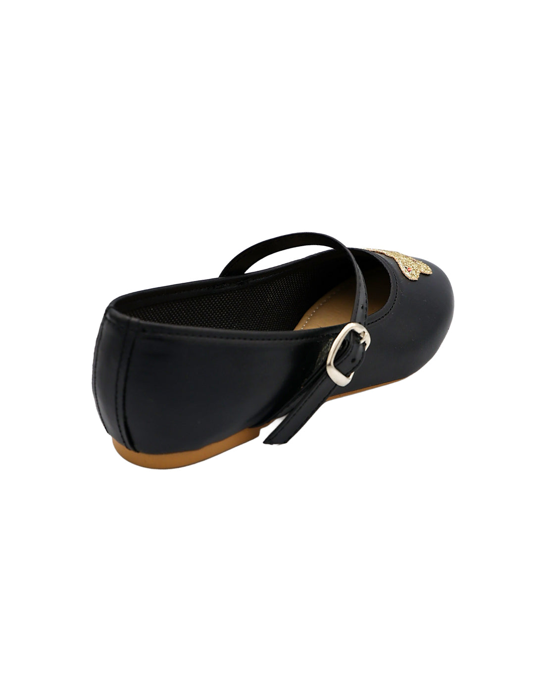 Girls Black Butterfly Bar Pumps