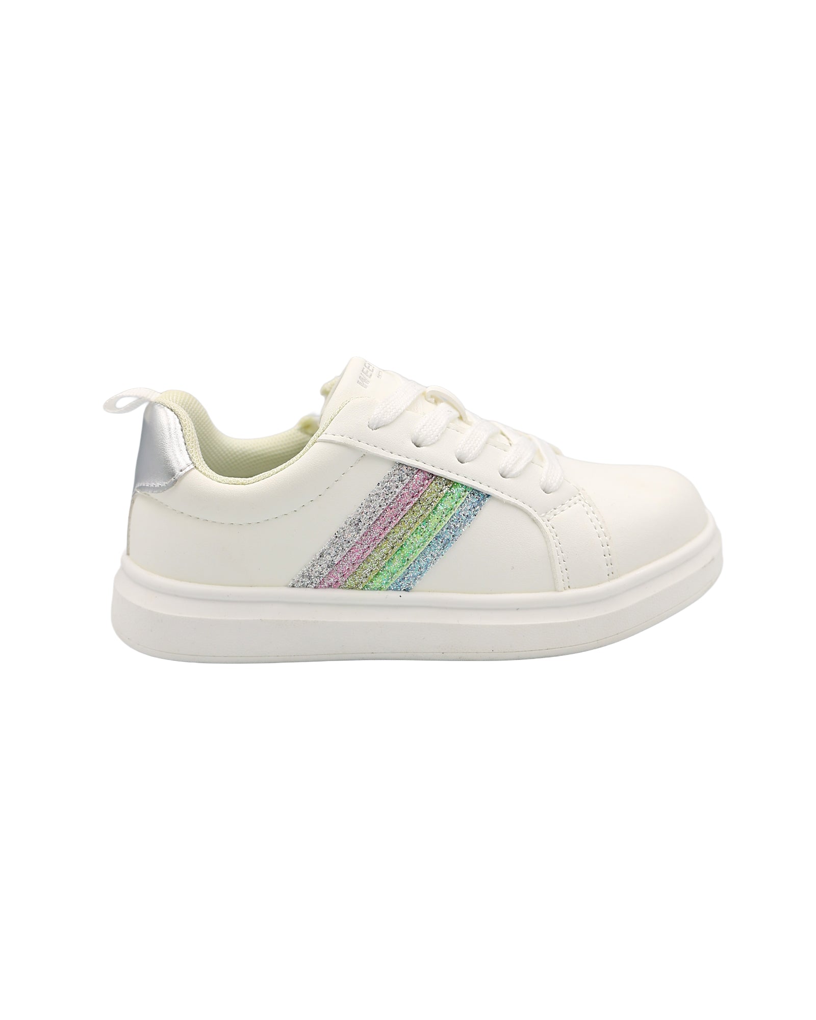 Girls Glitter Rainbow White Sneakers