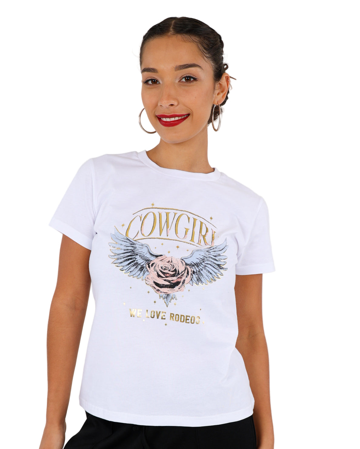 Short Sleeve Cowgirl Graphic Print T-Shirt