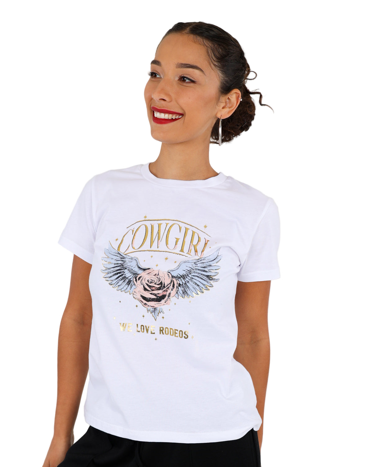 Short Sleeve Cowgirl Graphic Print T-Shirt