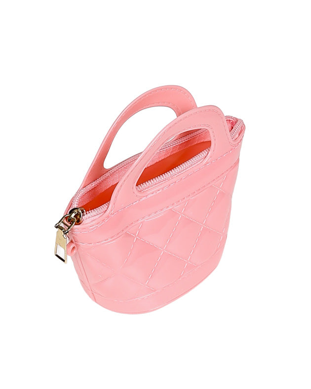 Pink Basket Style Plastic Handbag