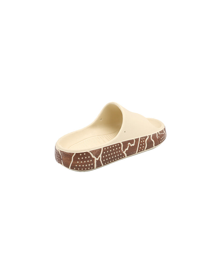 Girls Beige Side Print Detail Pool Slide
