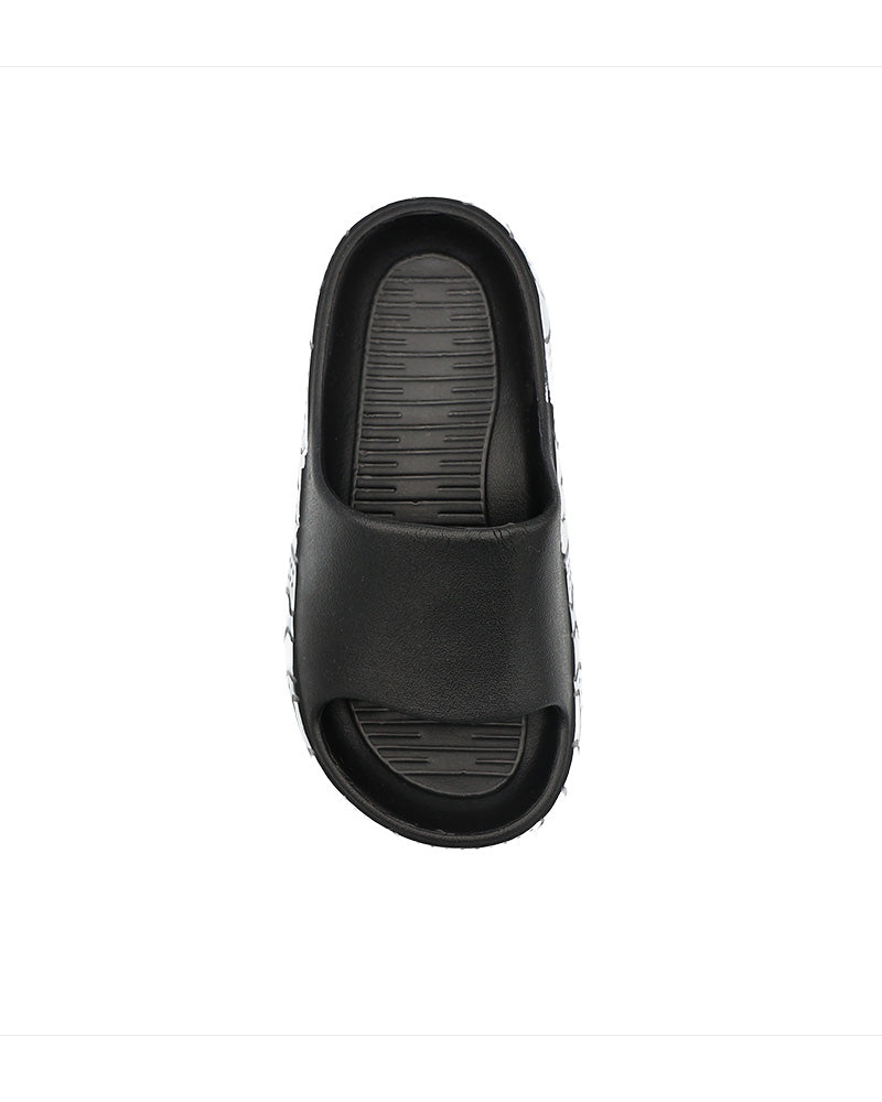Girls Black Side Print Detail Pool Slide