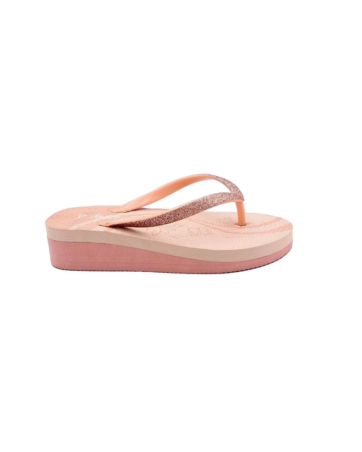 Girls Pink Two Tone Wedge Thong Sandal