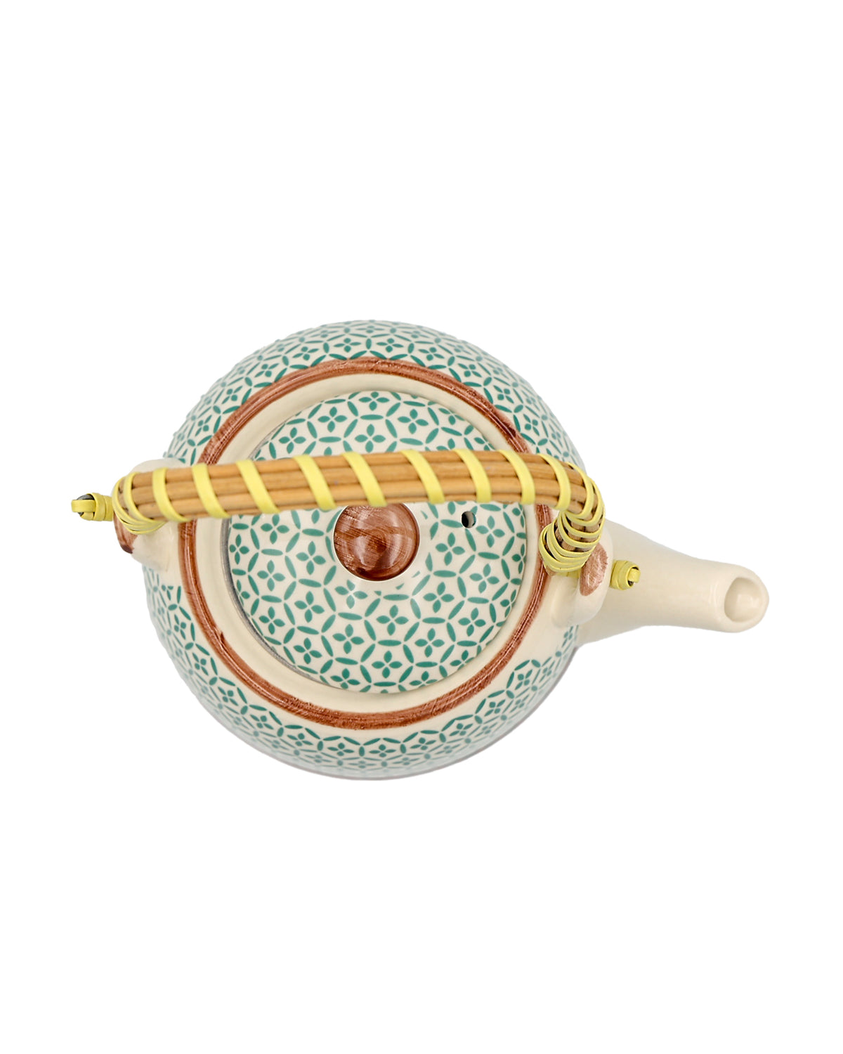 Geometric Duck Egg Ceramic Teapot