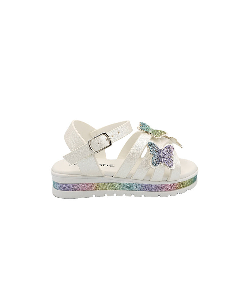 Girls Shimmer Butterfly Detail Cleated Sandal