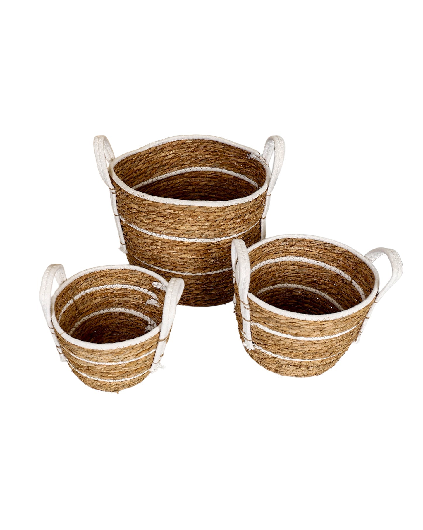 Large White Cotton Inset Tubby Bulrush Basket