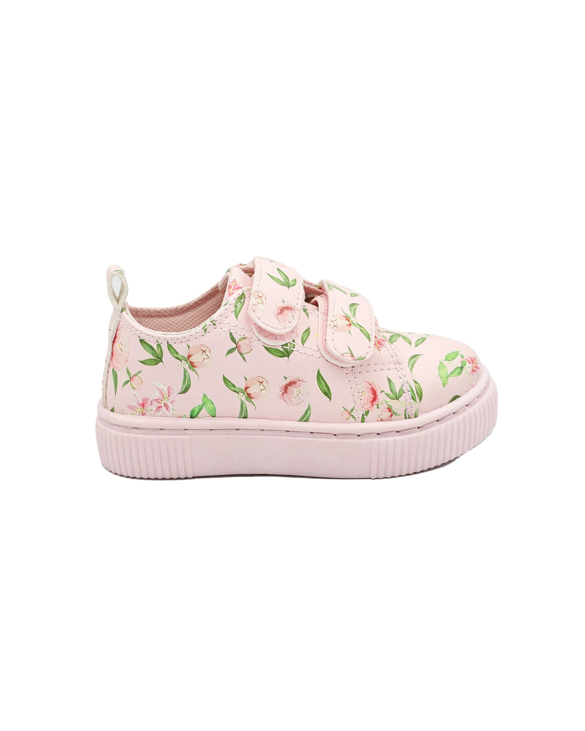 Girls Double Velcro Floral Print Sneaker