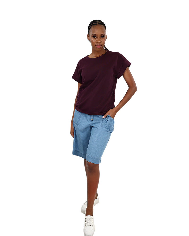 Grape Short Sleeve Turn Back T-Shirt