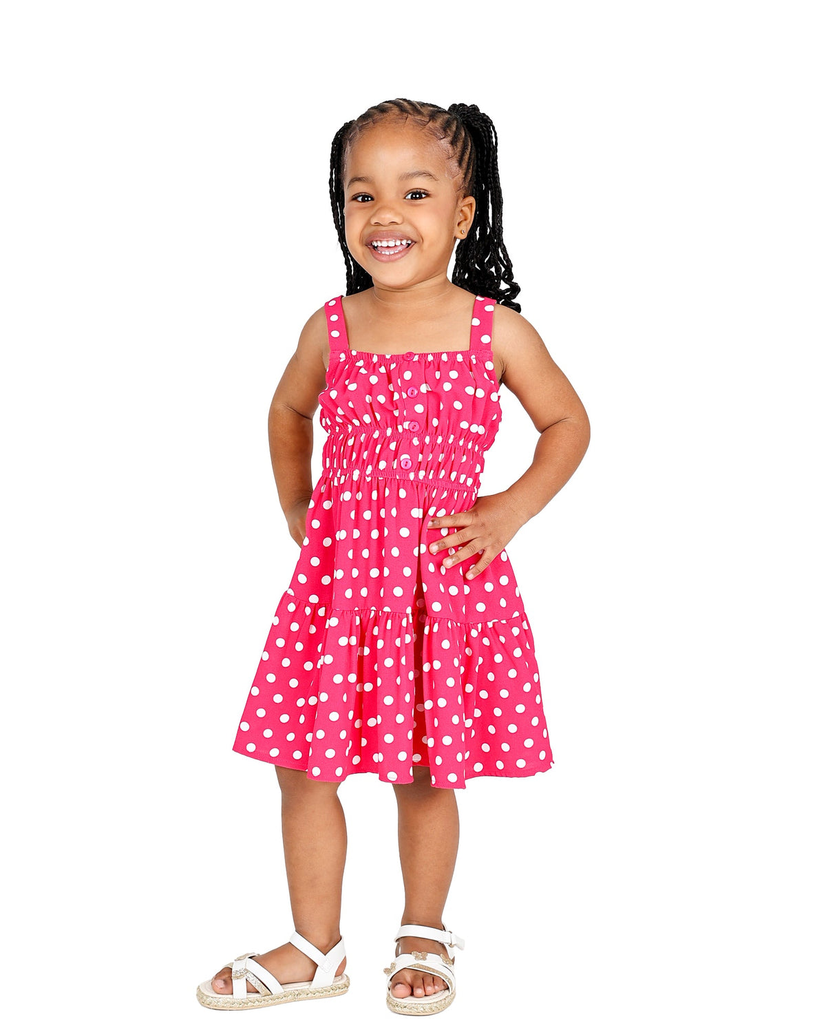 Sleeveless Cerise Polka Dot Dress