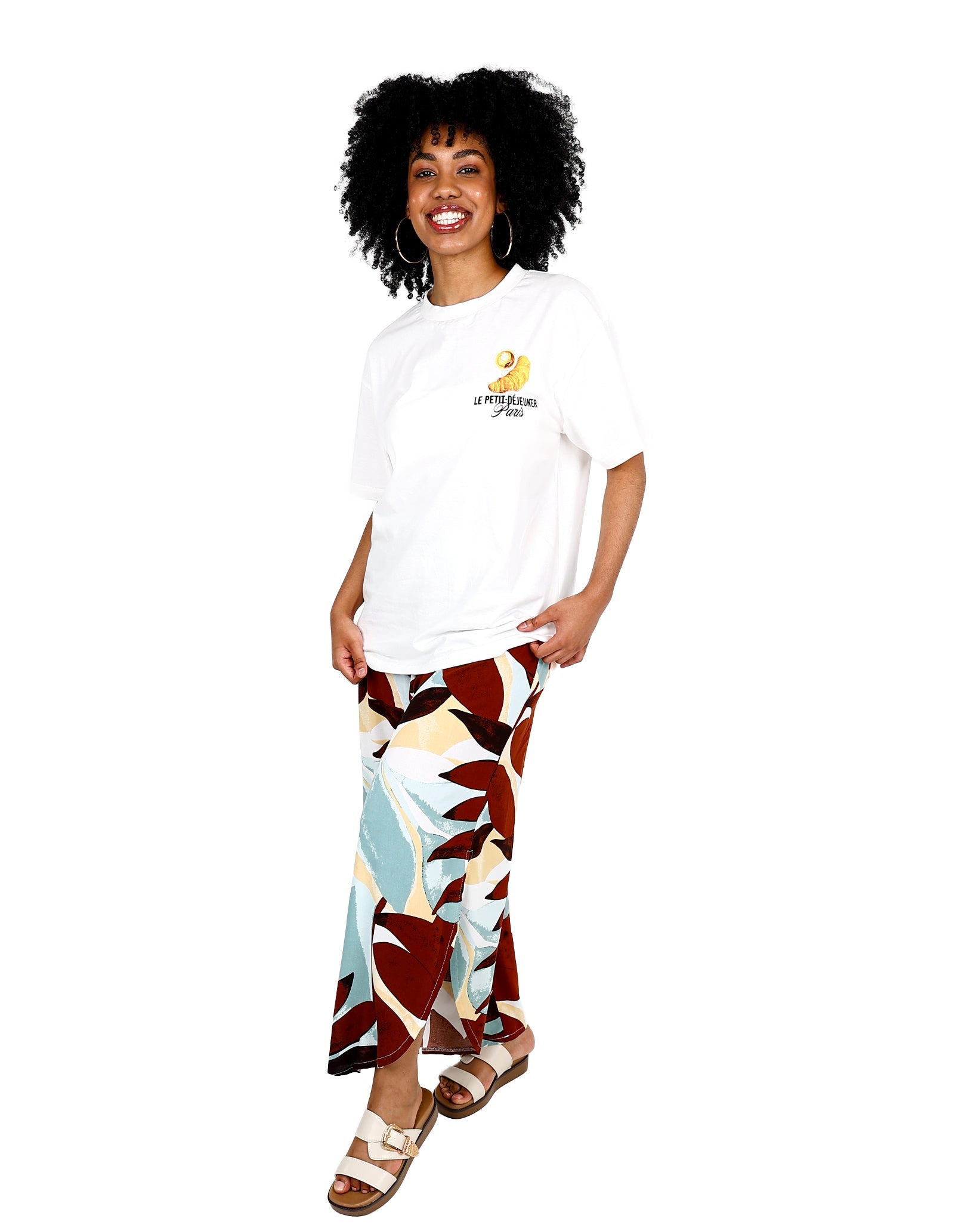 Oversized Breakfast Graphic Print T-Shirt