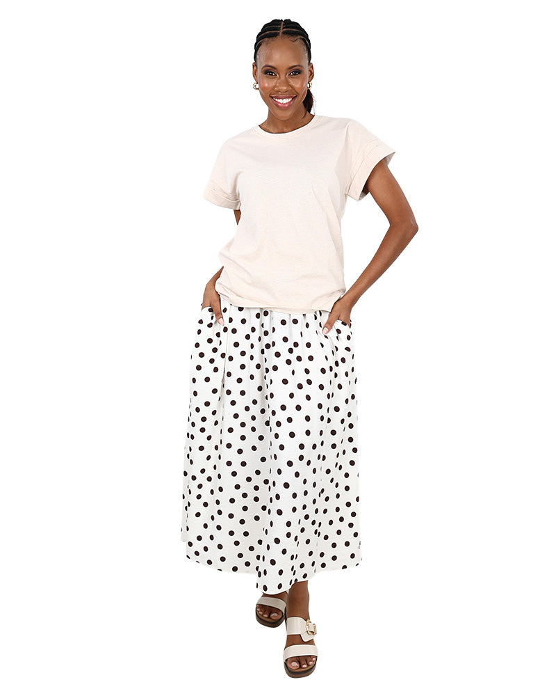 Cream Short Sleeve Turn Back T-Shirt