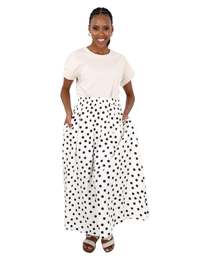 Elasticated Polka Dot Maxi Skirt