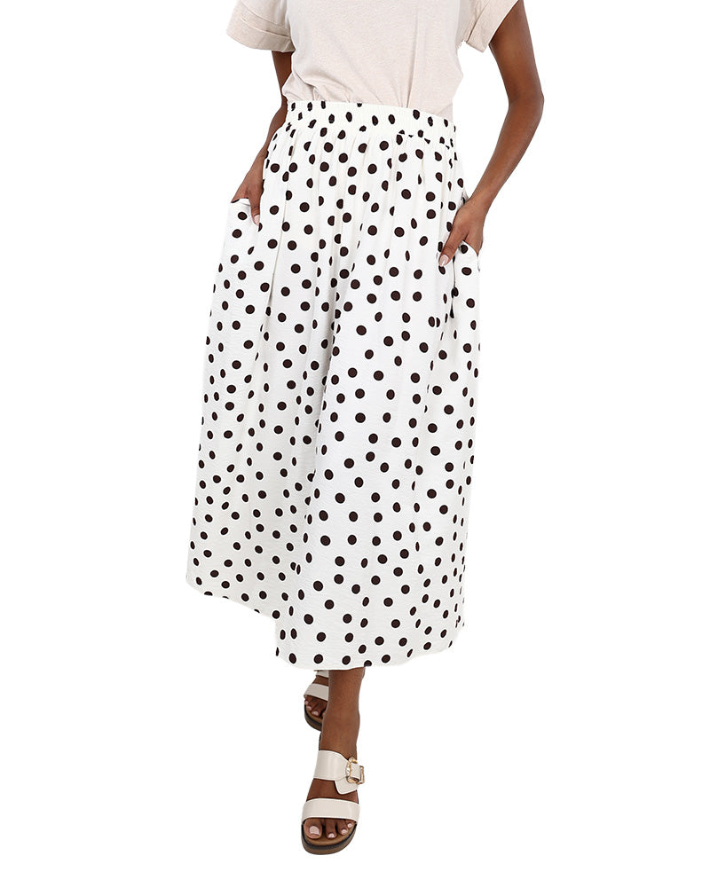 Elasticated Polka Dot Maxi Skirt
