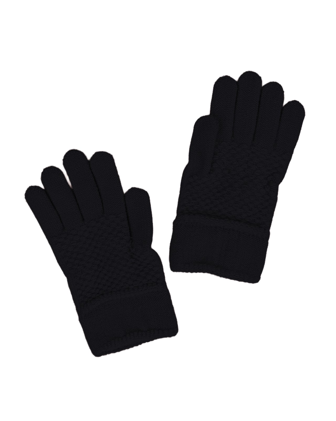 Black Jacquard Design Gloves