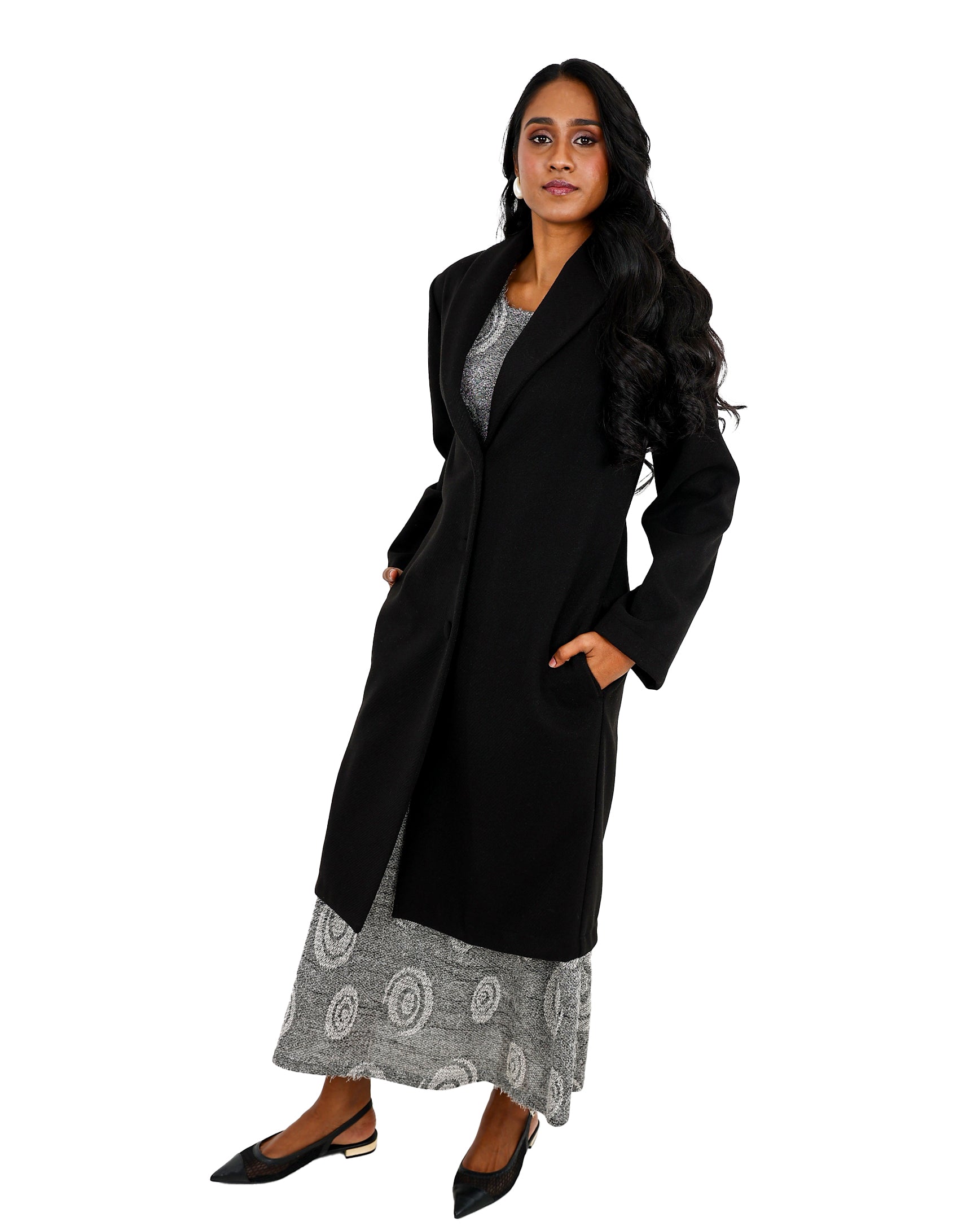 Black Twill Melton Coat