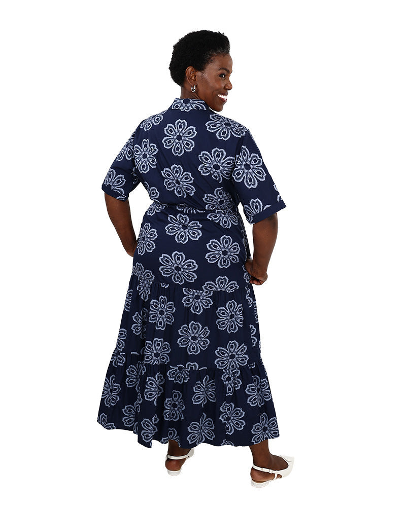 Short Sleeve Collared Midi Dress