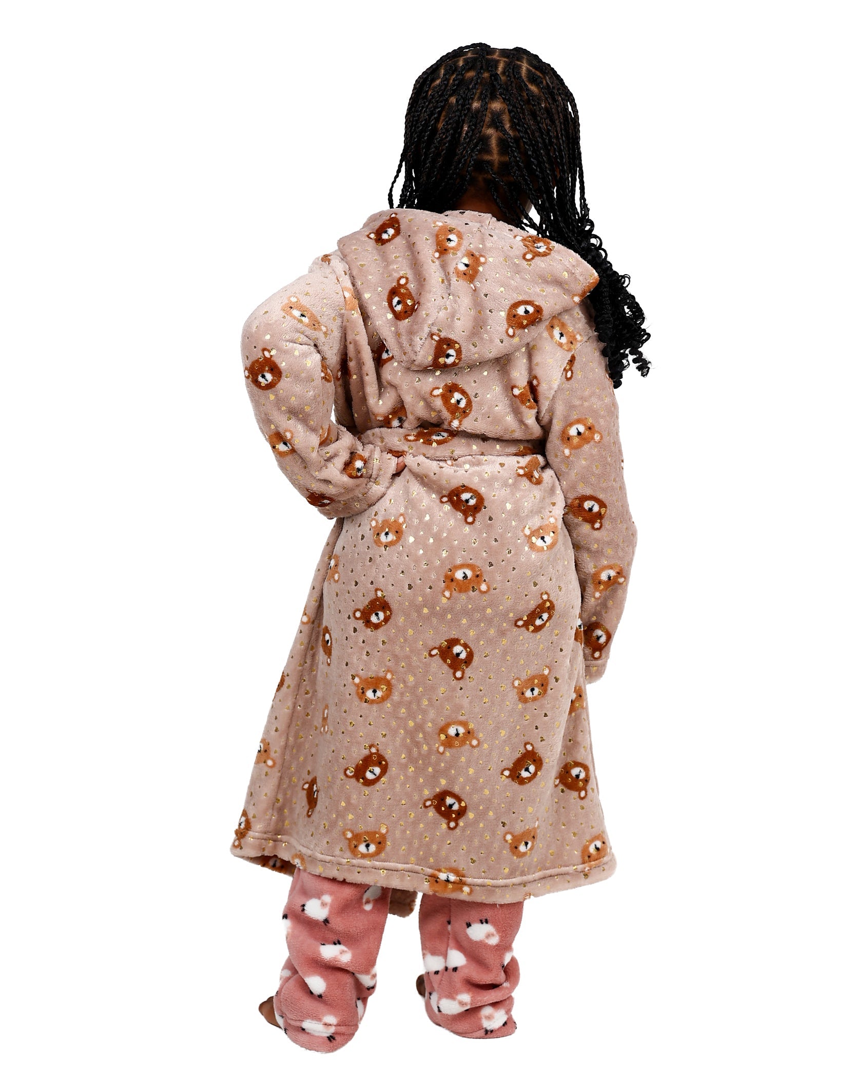 Stone Teddy Printed Fleece Hooded Gown