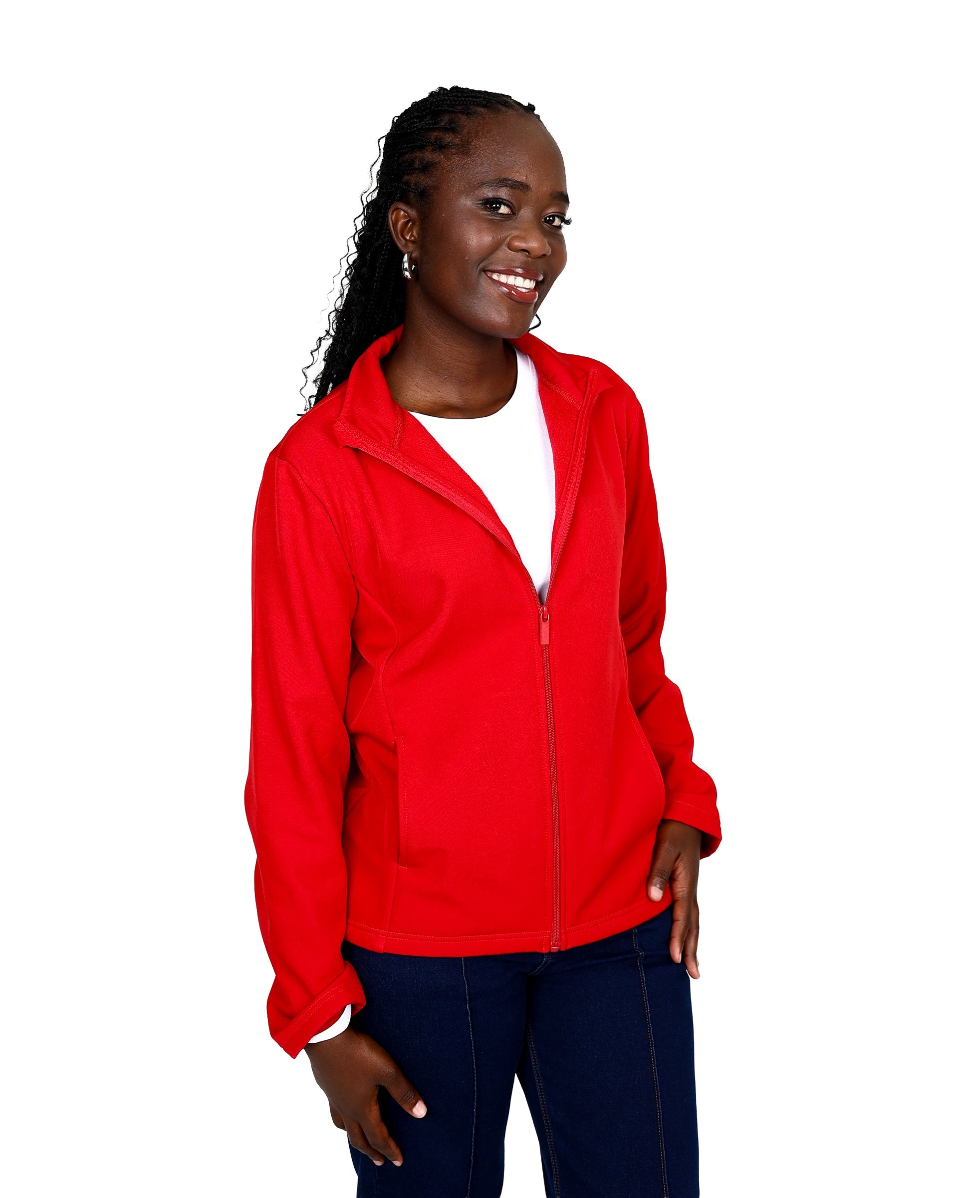 Red Bonded Zip-Through Jacket
