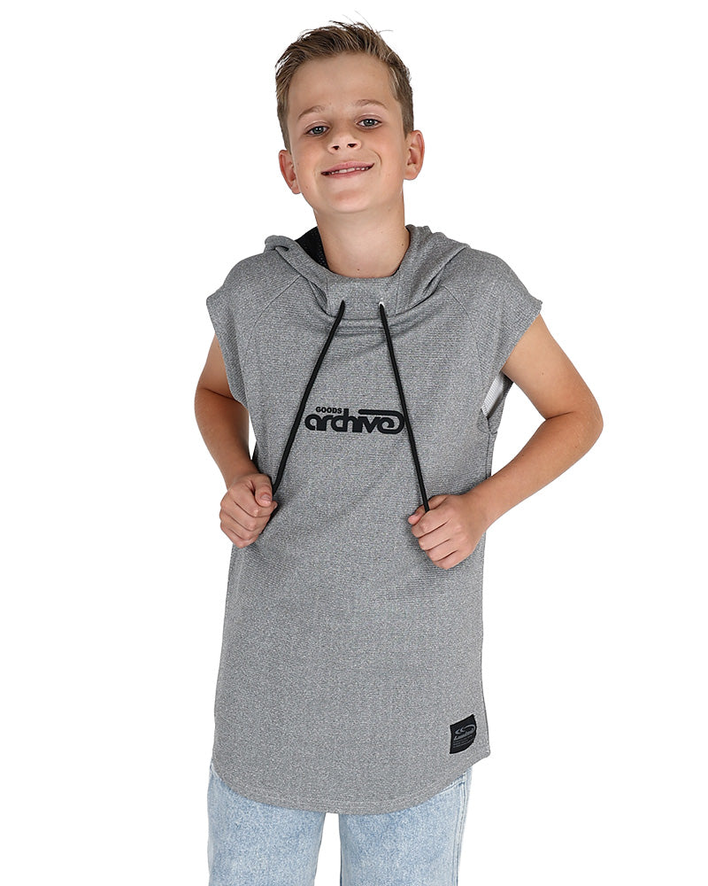 Sleeveless Grey Scuba Hoodie