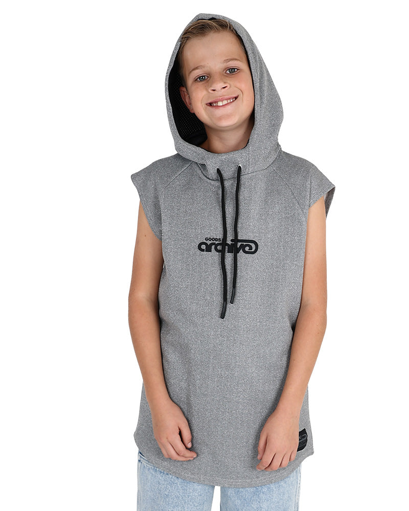 Sleeveless Grey Scuba Hoodie