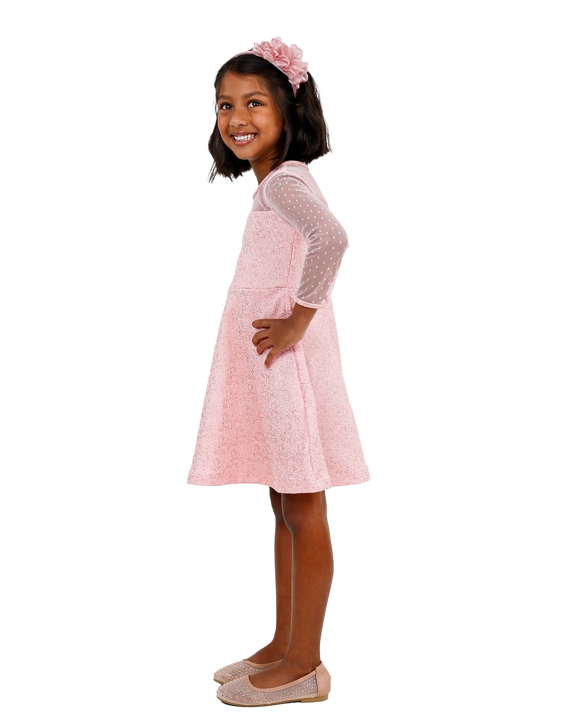 Speckled Glitter Long Sleeve Mesh Dress