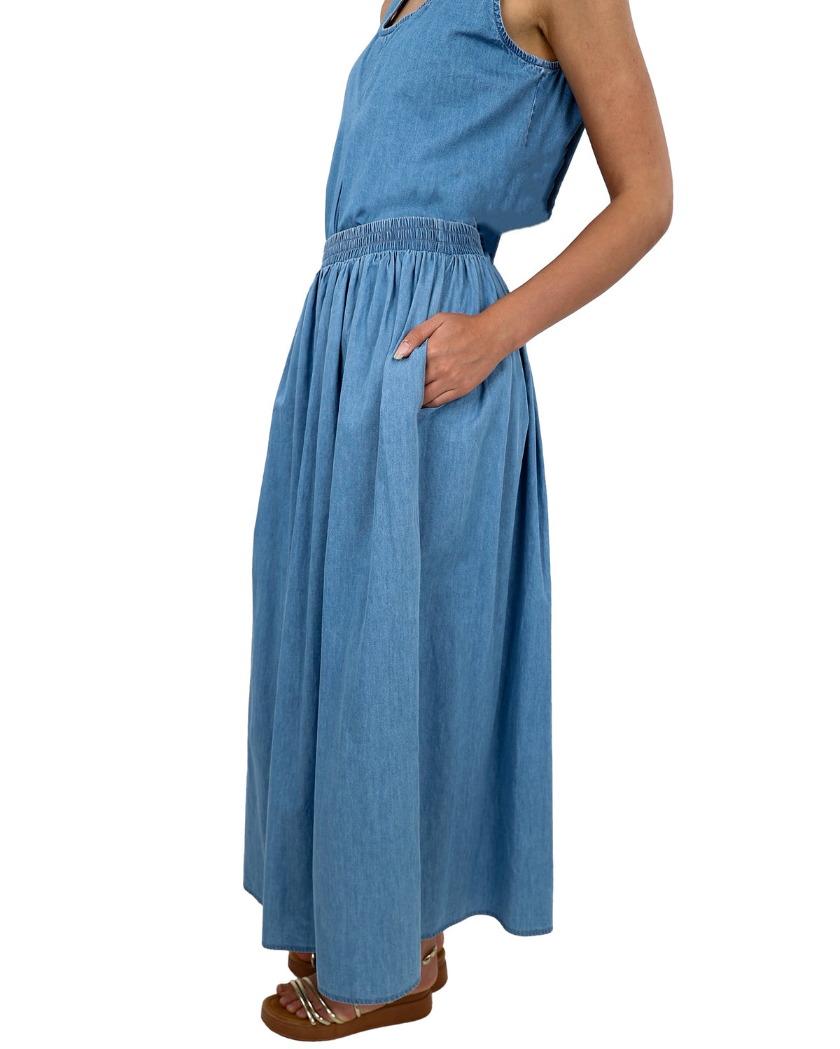 Denim Co-Ord Flared Maxi Skirt