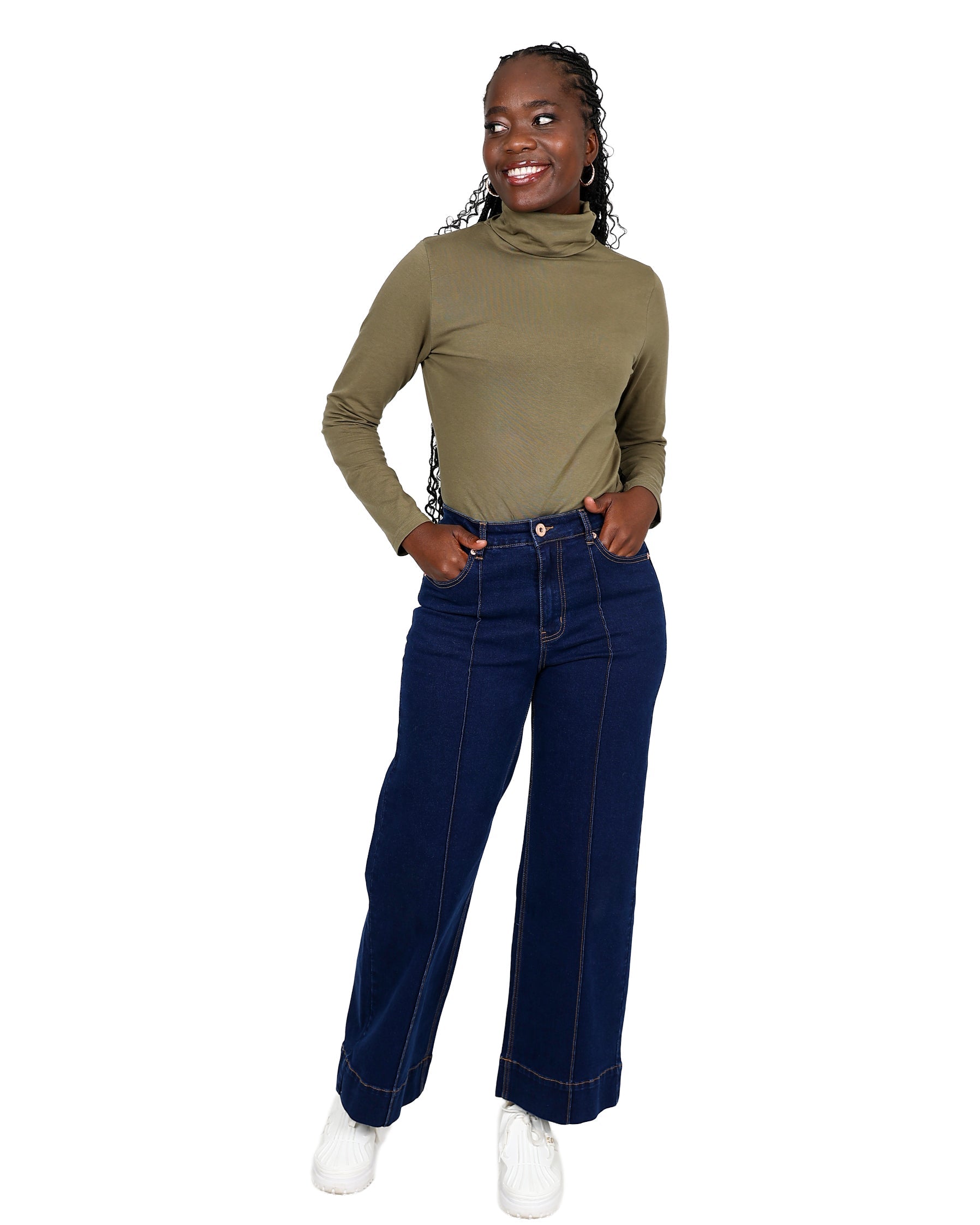 Olive Long Sleeve Polo Neck