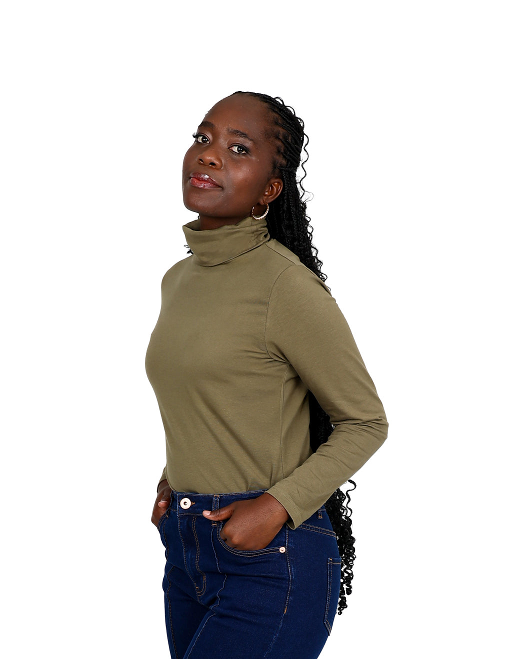 Olive Long Sleeve Polo Neck