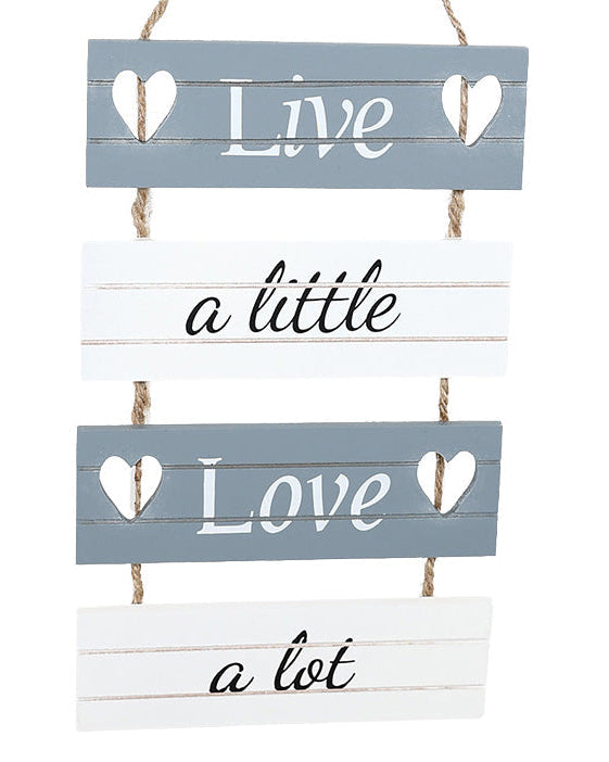 White & Grey "Live A Little" Hanging Wall Art