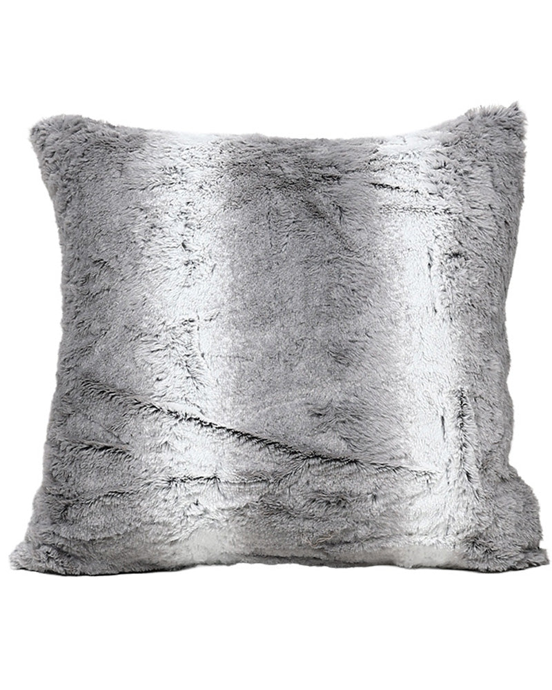 Grey Faux Fur Striped Scatter Cushion