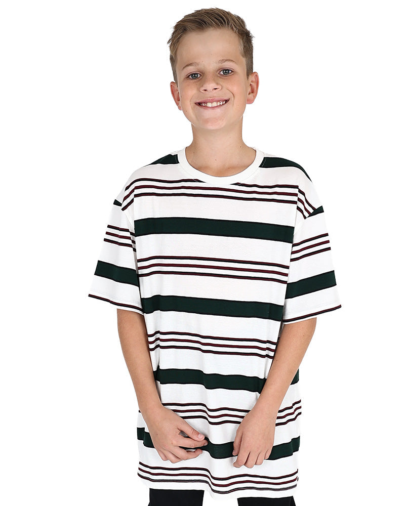 Short Sleeve Cream Yarn Dyed Stripe T-Shirt