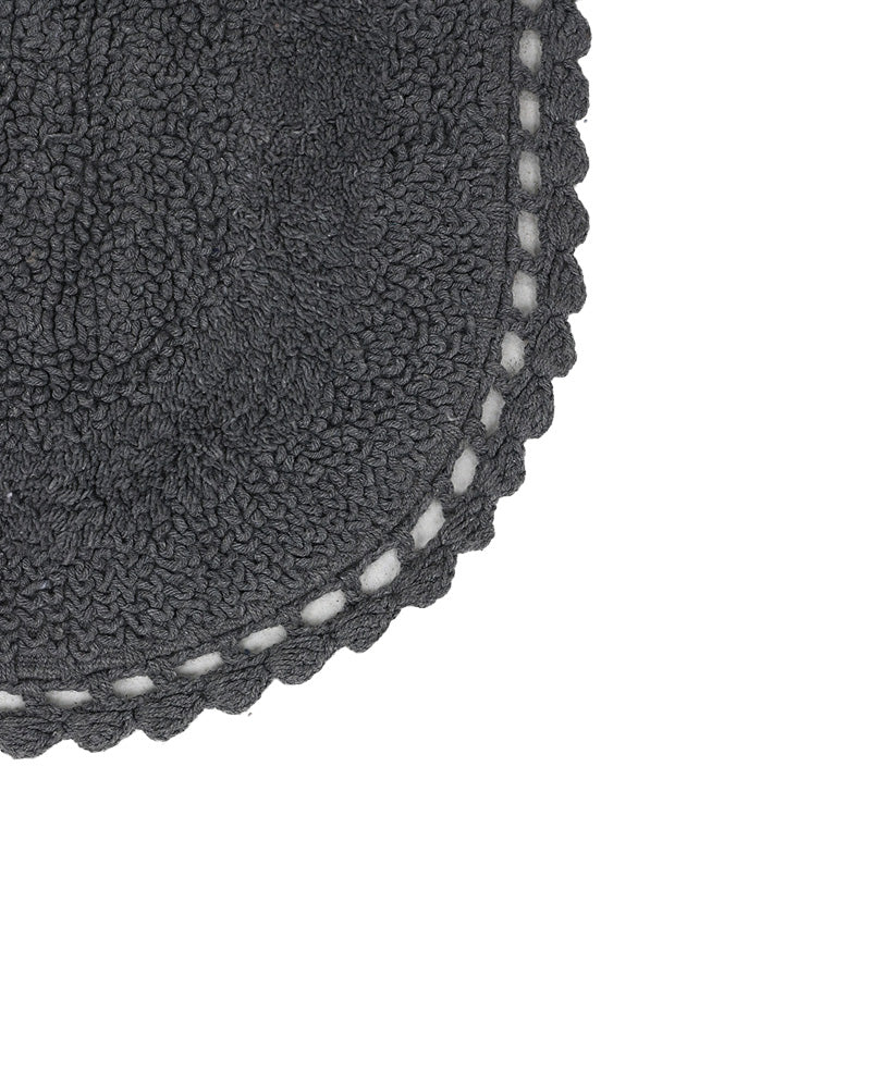 Reversible Grey Crochet Trim Bath Mat