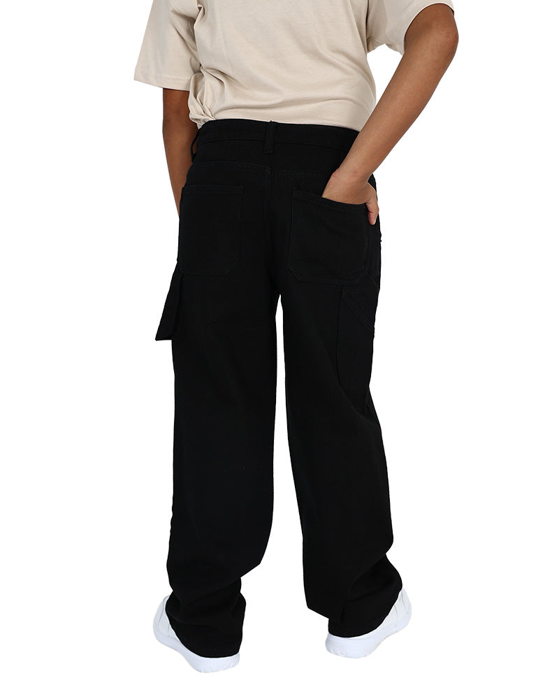 Black Utility Ripstop Casual Pants