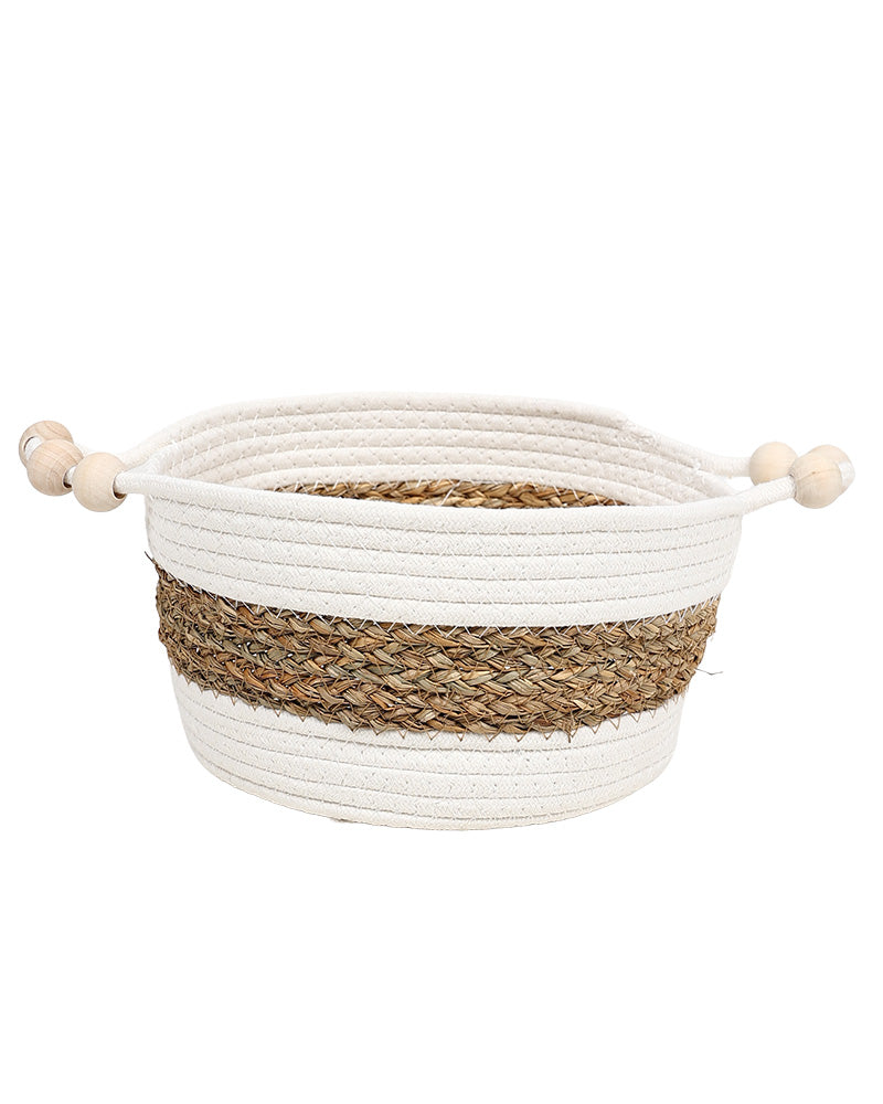 White & Natural Medium Storage Basket