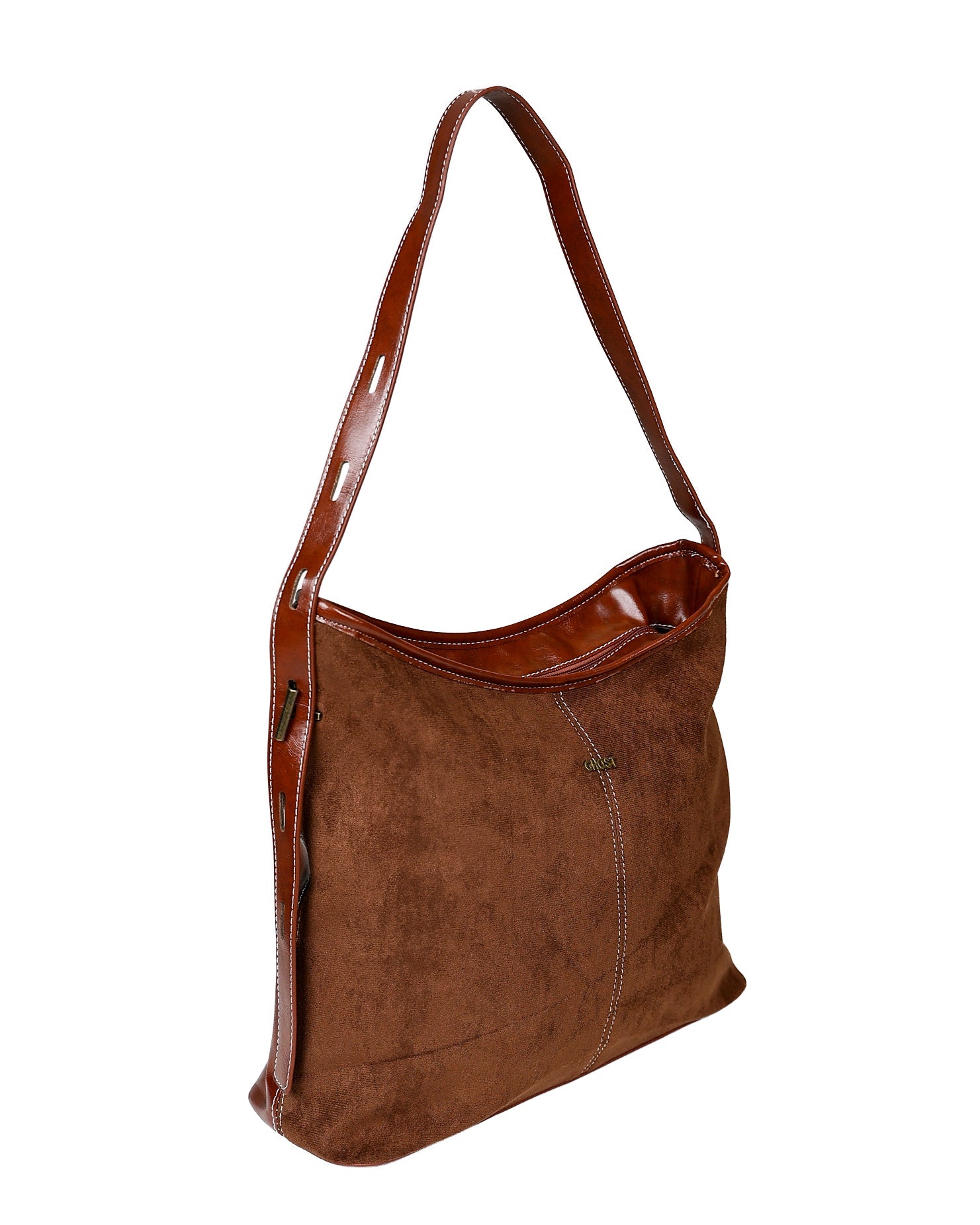 Chocolate Faux Suede Sue Sling Handbag