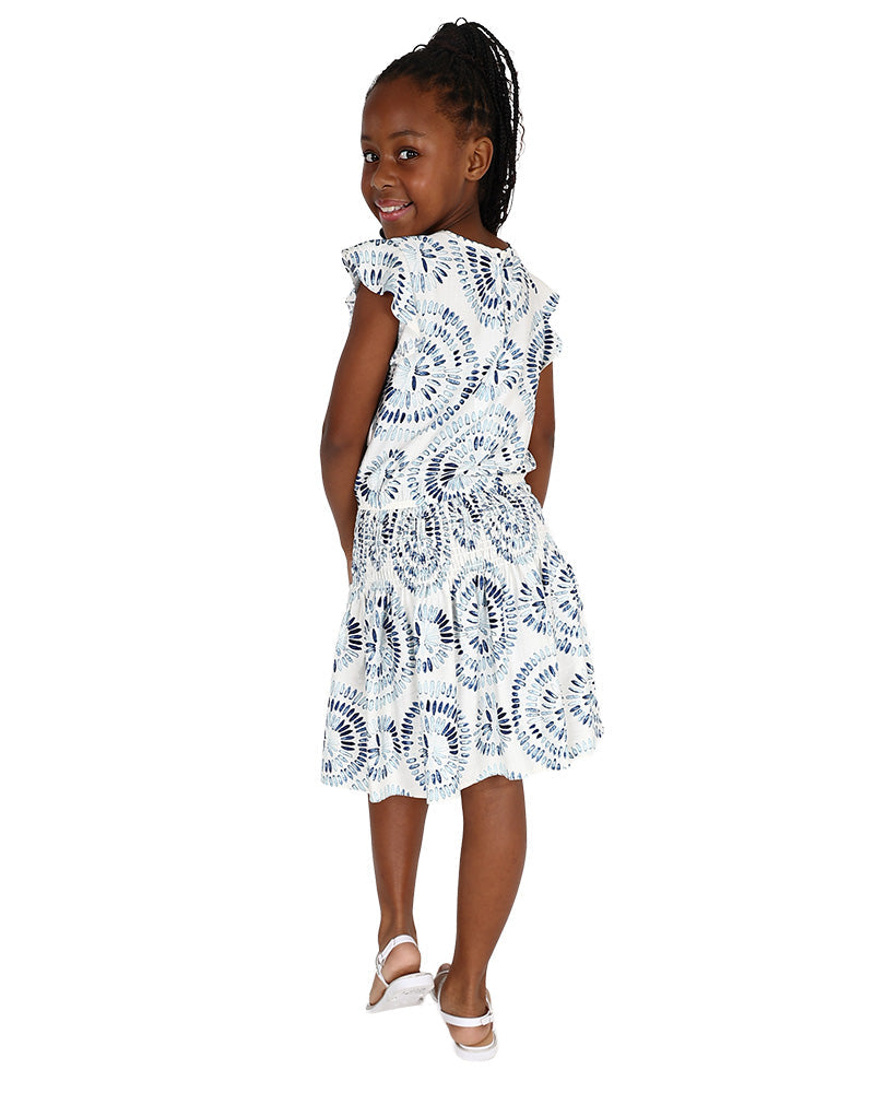 Short Sleeve Ruched Waist Printed Dress
