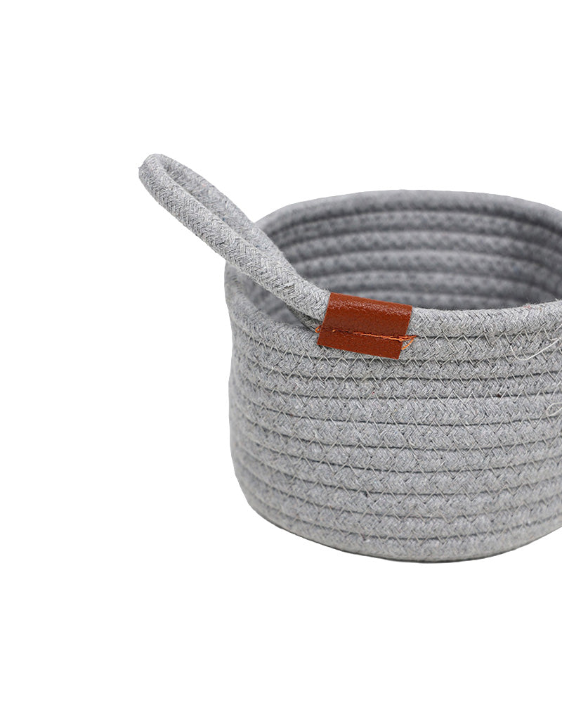 Grey Mini Cotton Rope Storage Basket