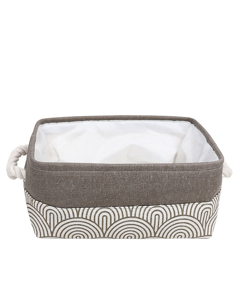 Natural Geometric Foldable Cotton Canvas Storage Basket
