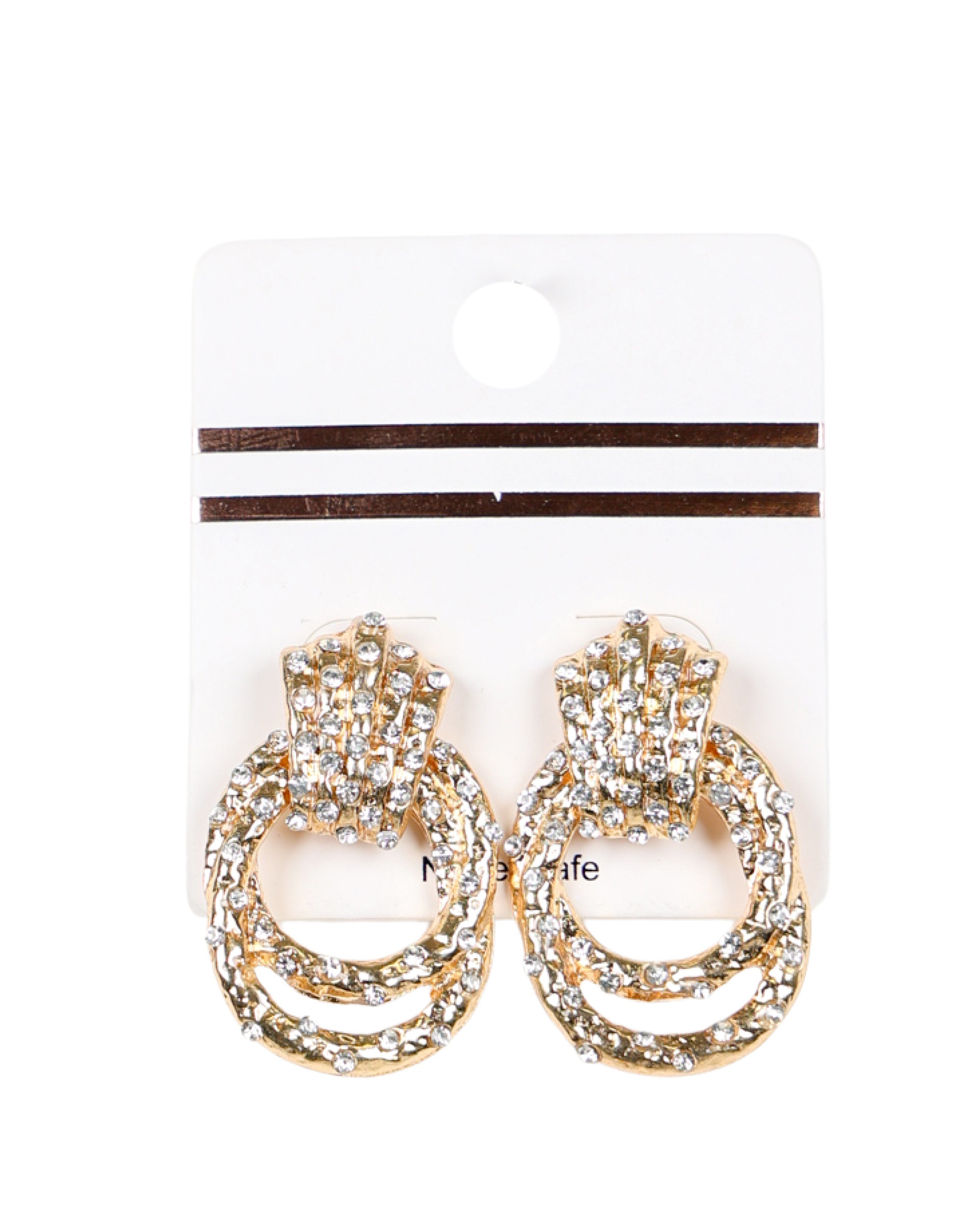 Gold Diamante Doorknocker Earrings
