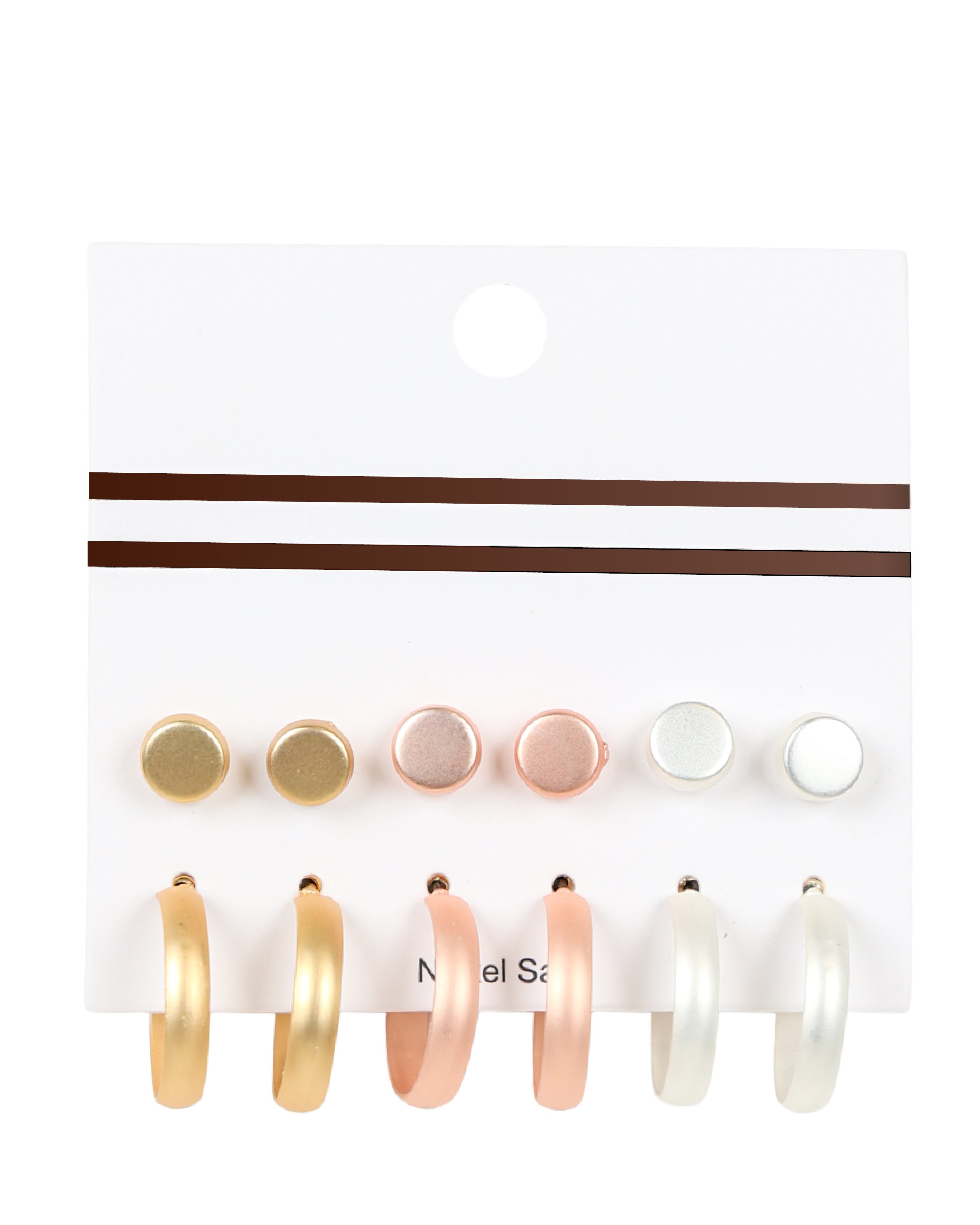 6 Pack Multi Colour Hoops & Stud Earrings
