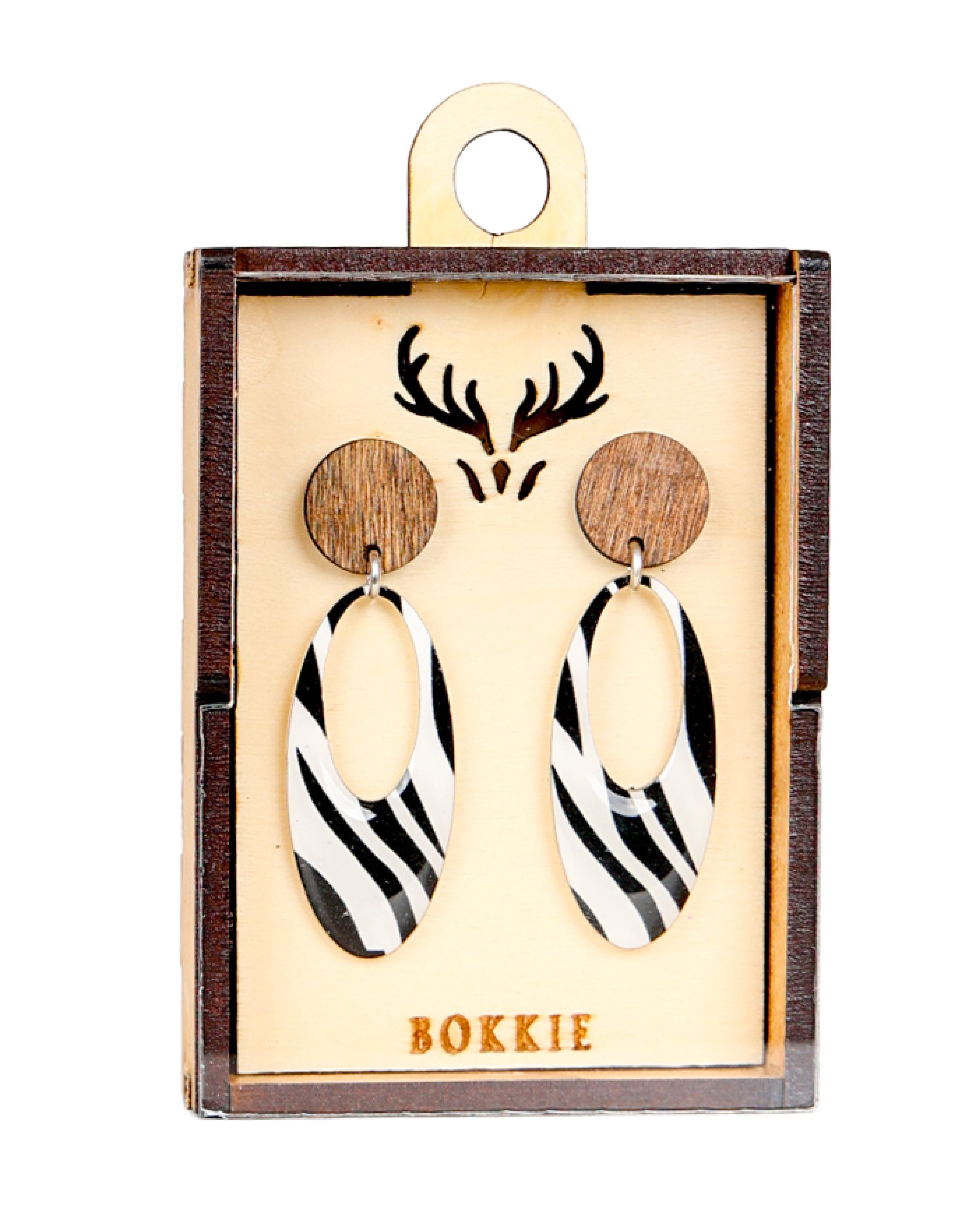 Zebra Oval Hoop Earrings
