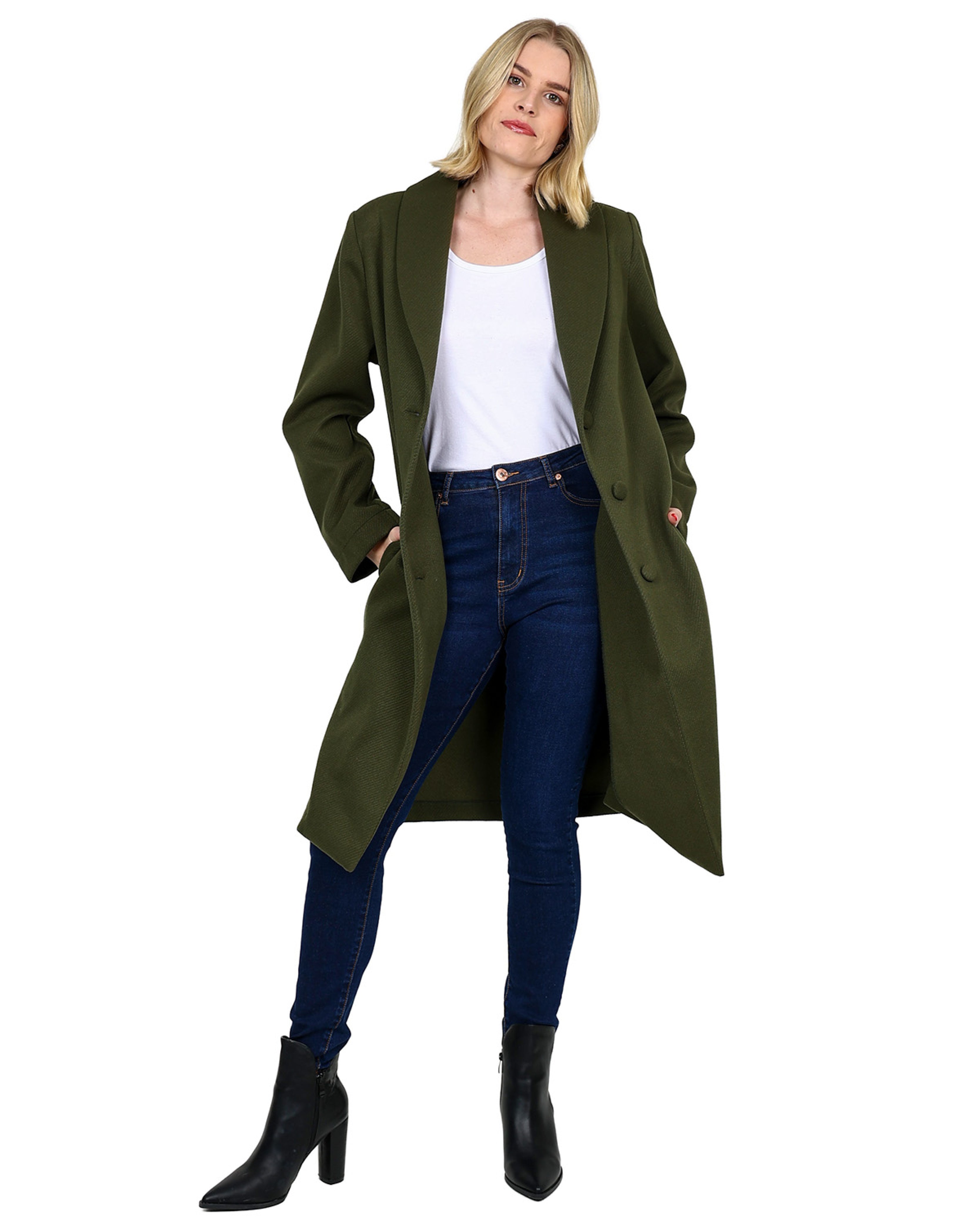 Olive Twill Melton Coat