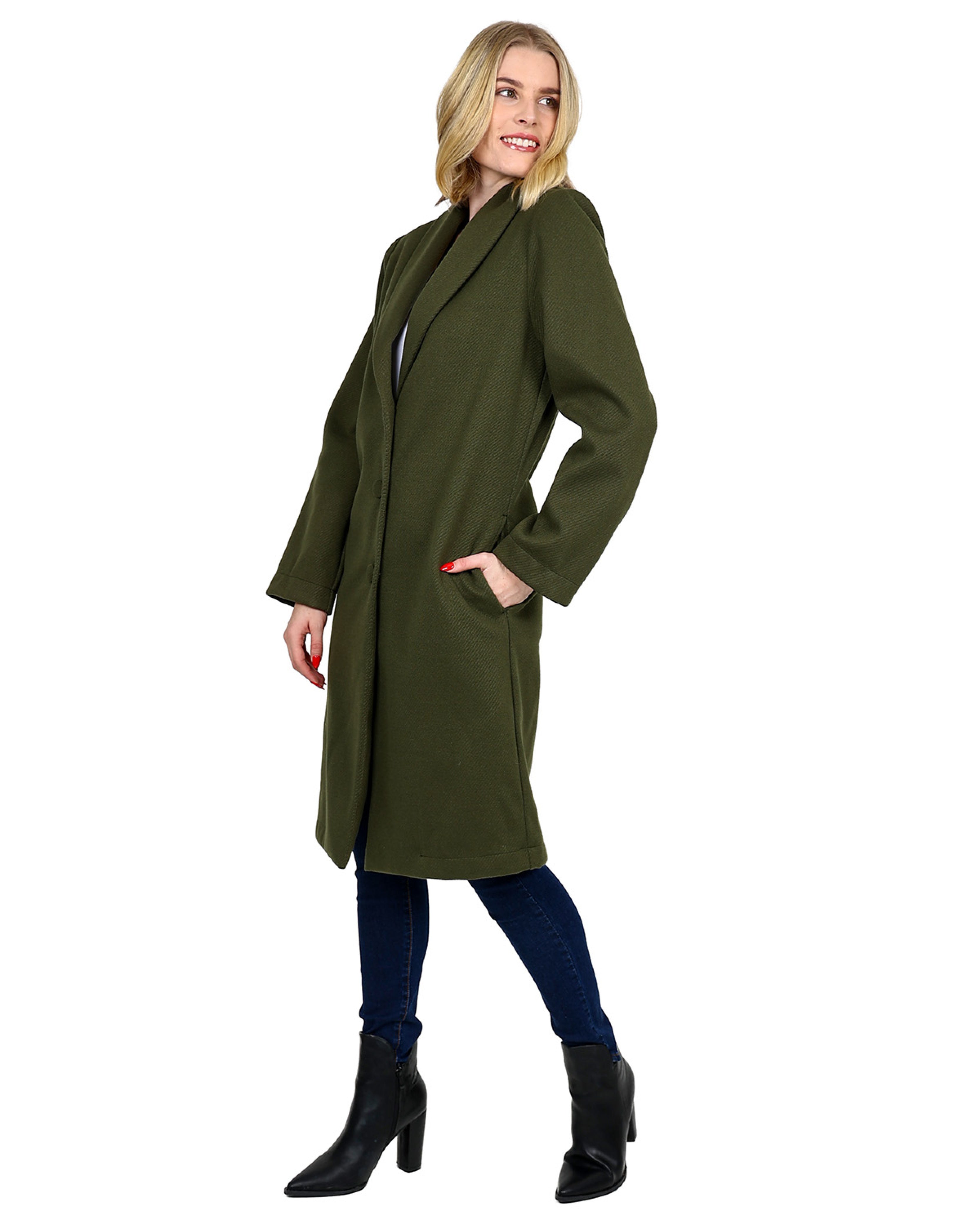 Olive Twill Melton Coat