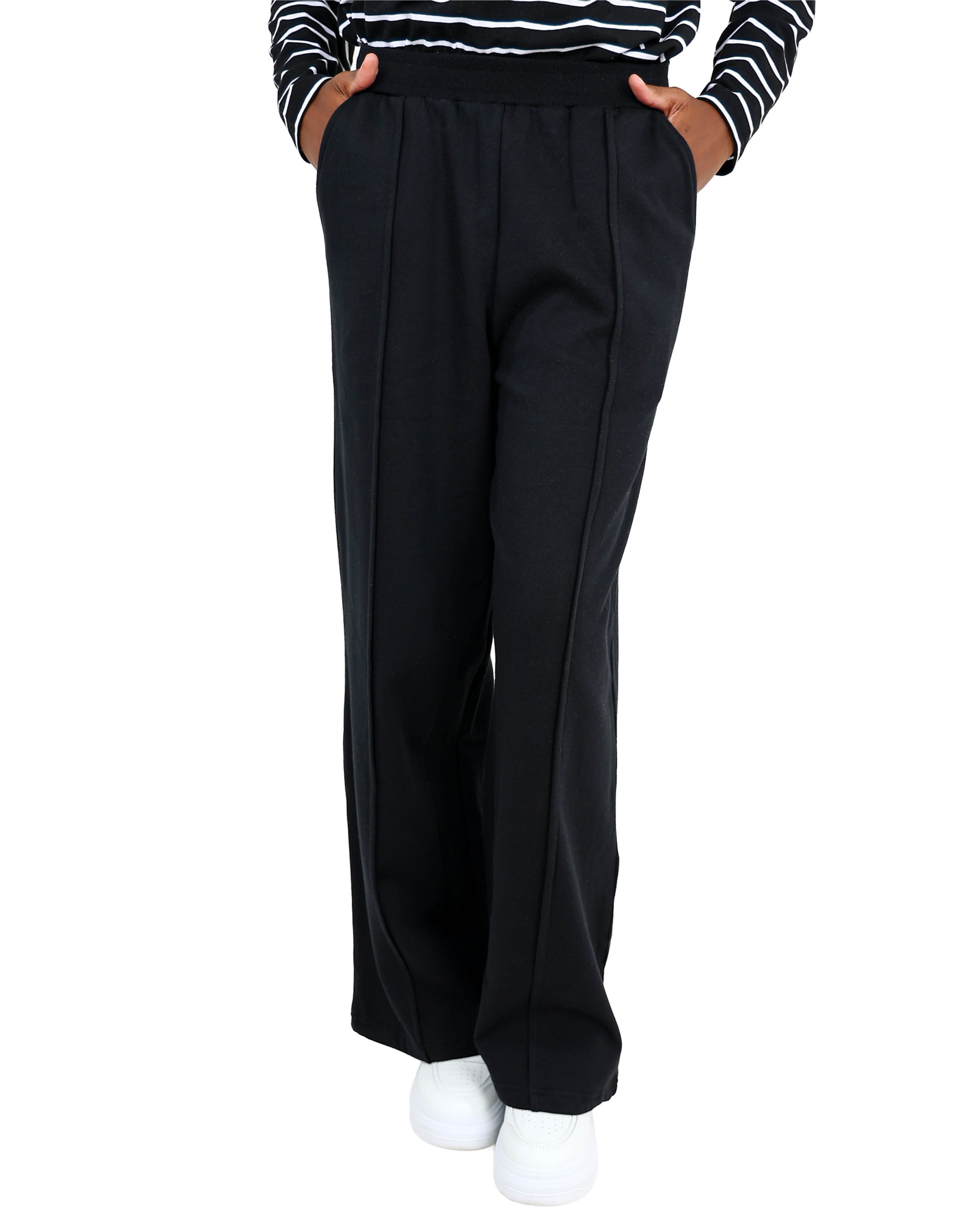 Black Wide Leg Pintuck Active Pant