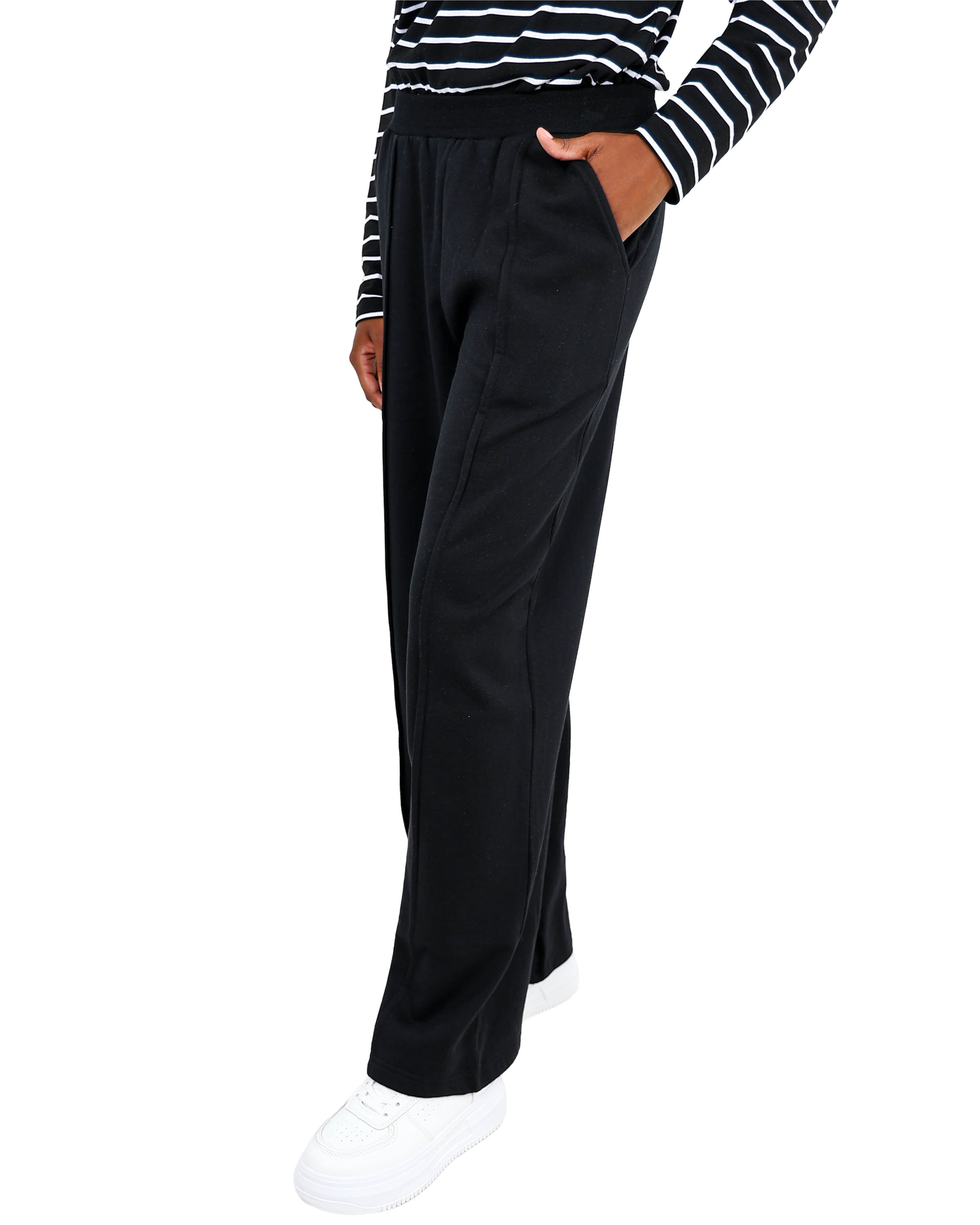 Black Wide Leg Pintuck Active Pant