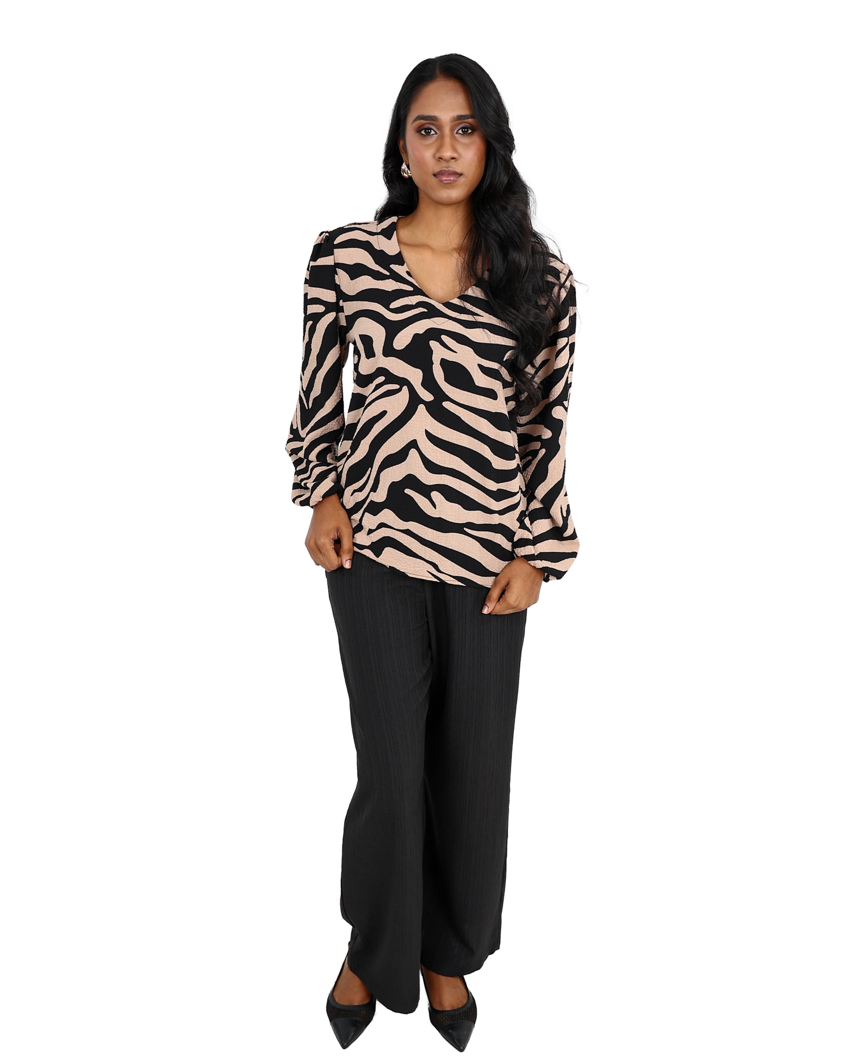 Animal Print Long Sleeve Swing Top